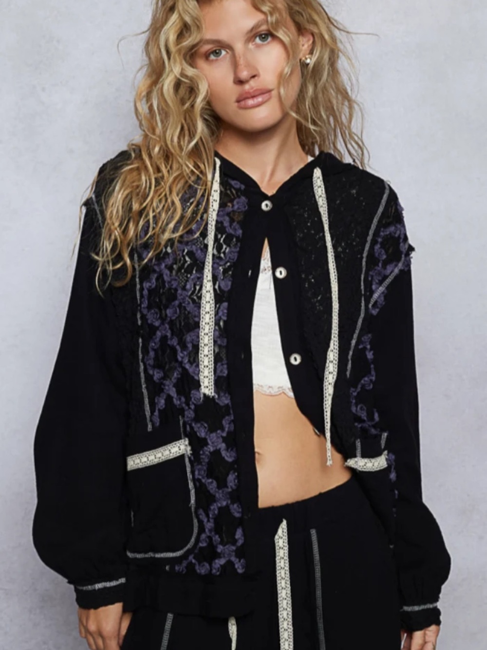 NEW! POL Hooded Shacket | Black & White | Sz. Large
